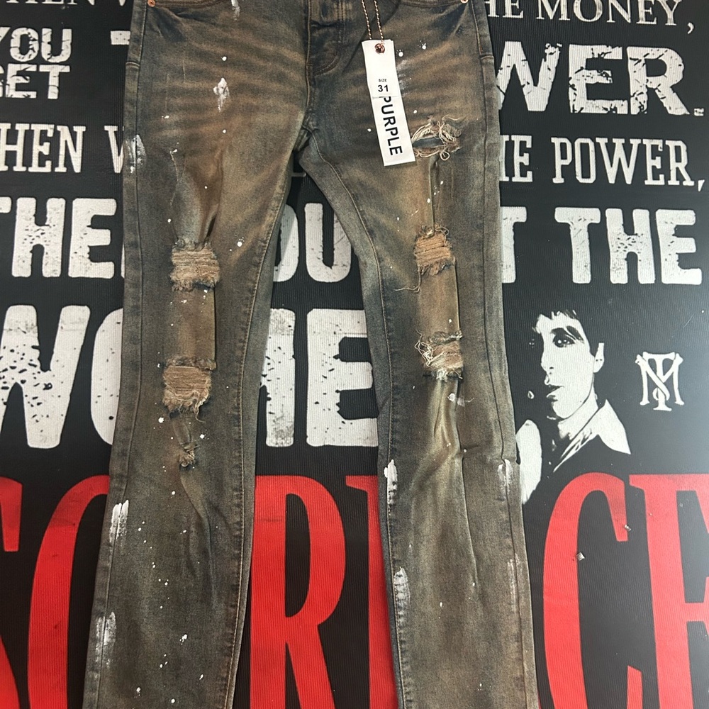 Purple Men's Distressed Skinny Jeans - Black